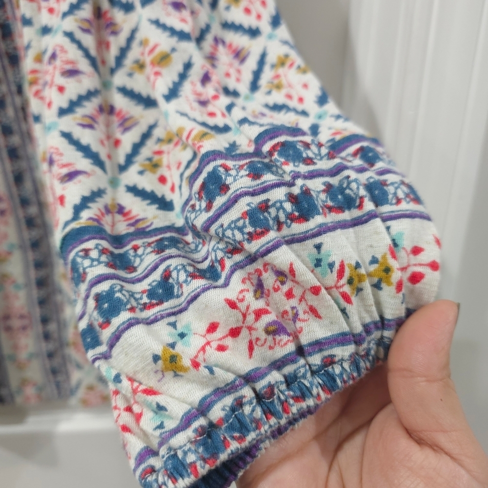 LUCKY BRAND Boho Floral Peasant Blouse with Border Print – Relaxed Fit, Nwt, L - Picture 11 of 16